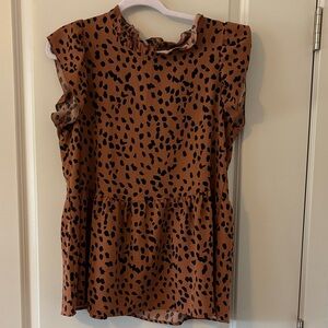 Brown and Black Leopard Print Blouse